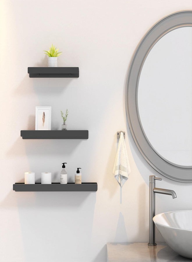 Danpoo Black Floating Shelves for Wall Metal Shelf Wall Mounted Shelves for Bathroom Small Shelves,16 inch - Image 5